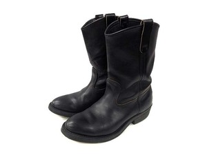 レッドウィング REDWING 90s 8155 ペコスブーツ プリントタグ レザー USA製 ブラック ヴィンテージ 7.5E メンズ