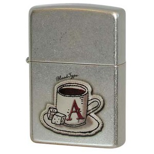 Zippo ジッポライター 血液型 コーヒーカップ 銀メッキ バレル加工 A型 プレゼント 贈り物 男性 女性 かわいい メール便可