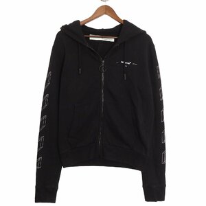 OFF-WHITE MAIN LABEL オフホワイト メインレーベル ジップアップ　　スウェットパーカー　ブラック　　S