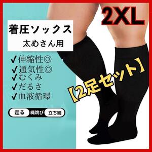 【お値下げ中】着圧ソックス 2XL 　足スッキリ疲れ むくみ 男女兼用　引締め　チョッとふとめ　ふくらはぎ　だるい足　つらさ解消