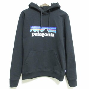 美品 patagonia パタゴニア Logo Uprisal Hoody ロゴプリント 裏起毛 スウェット プルオーバー パーカー 39539 S ブラック