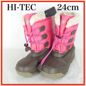 EB5845*HI-TEC*ハイテック*レディーススノーブーツ*24cm*茶×ピンク