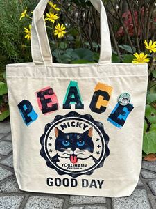 ♪ 送料無料 / カツミアートスタジオ・松下カツミ / トートバッグ（大）PEACE-NICKY / ナチュラル / ネコ CATS / 猫グッズ ♪