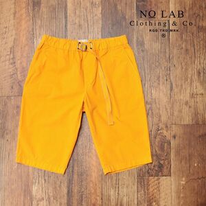 1円/春夏/NO LAB Clothing＆Co./32インチ/訳 イージー ハーフパンツ 綿 ストレッチ 無地 ウエストゴム イタリア製 新品/オレンジ/ic439/