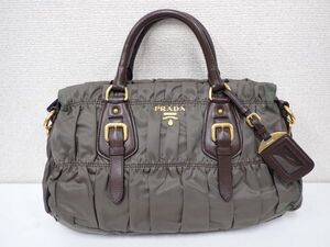 豊20CU8/1A〇PRADA プラダ TESSUTO GAUFRE ギャザー 2WAY ショルダーバッグ ハンドバッグ BN1407〇