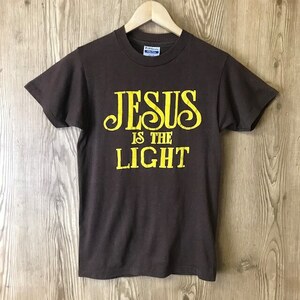 USA製 80s VINTAGE HANES タグ JESUS IS THE LIGHT T-sh シングルステッチ メンズ XSサイズ位 80年代 古着 e24052115