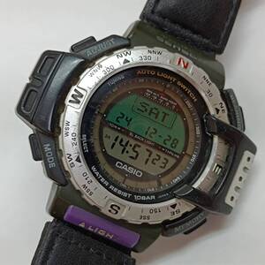 ◎25010603　CASIO　カシオ　PRO TREK　プロトレック　PRT-40　デジタル　クオーツ　ブラック　純正ベルト　メンズ　腕時計　稼働品