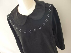 コムデギャルソンガール×ジュープバイジャッキー★長袖プルオーバー★ベロア風★丸襟★刺繍★Ｍ★COMME des GARCONS GIRL×Jupe BY JACKIE