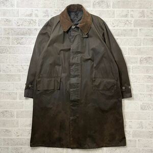 70s Barbour S.Bコート 1クラウン バブアー サイズ42 オリーブ 英国製 ステンカラーコート フード付き