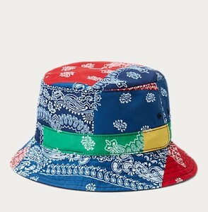 ロサンゼルスから最新本物をお届け!!　　Polo Ralph Lauren　Bandanna-Print Color-Blocked Bucket Hat　　US限定　日本未入荷　完売