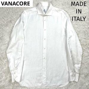 イタリア製◎ VANACORE ヴァナコーレ ナポリ 長袖 ドレスシャツ 43(メンズ L~XL 相当）ホワイト ルイジボレッリ