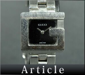 178725◇ 動作確認済 GUCCI グッチ Gウォッチ 腕時計 クォーツ 3600L SS ブラック シルバー Gフェイス Gスクエア レディース/ D