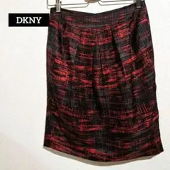 DKNY 総柄 ひざ丈 タイトスカート シルク 4