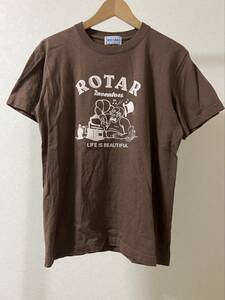 ROTAR プリント Tシャツ ローター 半袖 ブラウン 茶色 size M