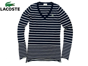 S1933★送料無料★美品★LACOSTE★長袖ウール ワンピ丈 ニット38