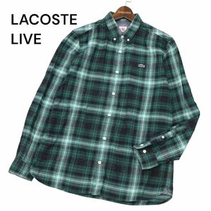 美品★ LACOSTE LIVE ラコステ ライブ 通年 ワニ刺繍 長袖 ボタンダウン チェック シャツ Sz.40　メンズ　C4T06705_7#C