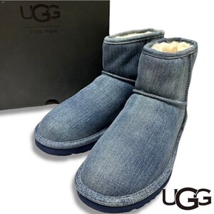 3 ★ 新品 正規品 UGG アグ M CLASSIC MINI WASHED DENIM 1011737 ウォッシュド デニム ショートブーツ ムートンブーツ インディゴ