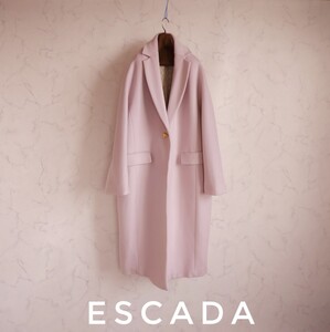 超高級 美品 希少 ESCADA 繊維の宝石憧れのカシミヤ100%オーバーサイズコート 大人気淡いサクラ色 エスカーダ 豪華裏地デザイン