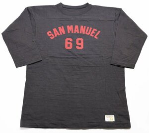 Warehouse (ウエアハウス) Lot 4063 / SAN MANUEL - 7分袖フットボールTシャツ 美品 ブラック size 38(M)