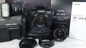 【終活】富士フィルム X-H1 美品 (9000s弱)＋ブースターグリップ(元箱付)＋XF 56mm f1.2 R＋35mm f1.4 単焦点2本 フルセット 各動作良好 