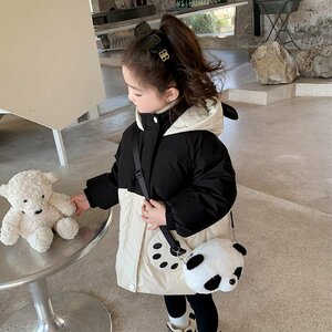 ダウンコート 子供ダウンジャケット 秋冬 ダウン85% パンダカバン付き 子供服 カジュアル おしゃれ 前開き