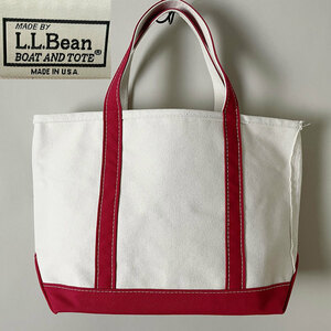 ★【希少 USA製】名作 L.L.Bean LLビーン 112636 BOAT AND TOTE ボート アンドトート レッド系 キャンバス トートバッグ Mサイズ USED