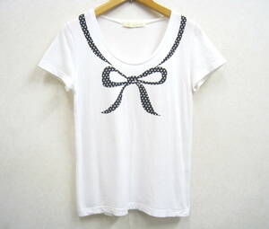 SLOBE IENA■スローブ イエナ リボンプリント Tシャツ レディース ホワイト 日本製