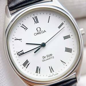 【稼働品】美品 オメガ OMEGA デビル DEVILLE メンズ 腕時計 クオーツ QZ 白文字盤 3針 ローマ数字 ローマン 1336 アンティーク 動作 y4