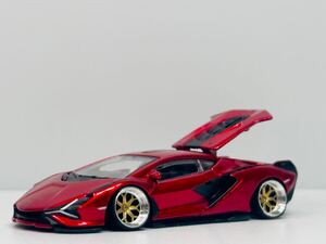 マイスト1/64(改) LAMBORGHINI SIAN FKP 37 アルミ深リム　カスタム