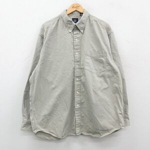 【30%OFF】XL/古着 ギャップ GAP 長袖 ブランド シャツ メンズ 00s 大きいサイズ コットン ボタンダウン グレー系 24feb05 中古 トップ 3OF