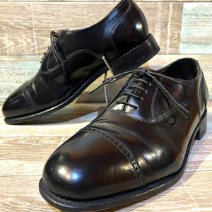 【ビッグサイズ:29.0cm程 幅広】Florsheim フローシャイム 内羽根 ストレートチップ パンチドキャップ US11EEE 黒　ブラックラピド製法