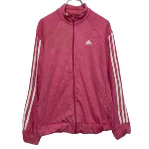 adidas プリント スウェット トレーナー アディダス キッズ L ピンク フルジップ 古着卸 アメリカ仕入 a609-6069