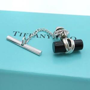 【送料無料】 極希少 美品 Tiffany&Co. ティファニー オニキス クロス シルバー タイタック SV925 タイピン ネクタイ スーツ メンズ HA274