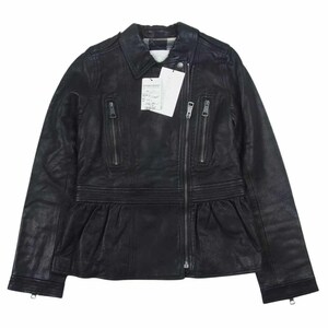 バーバリー チルドレン BURBERRY CHILDREN C8F13-653-09 ヨーク レザー ダブル ライダース 羊皮 ブラック系 140【美品】【中古】