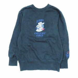 エックスガール x-girl FRIENDS CAROLINE DINER SWEAT TOP ロゴ 刺繍 スウェット トレーナー 長袖 トップス 黒 ブラック M レディース