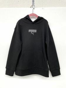 新品■PUMA プーマ キッズ ロゴ パーカー 7-8Y ブラック 裏起毛