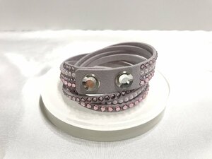 ■【YS-1】 美品 ■ スワロフスキー Swarovski ■ 4連 ブレスレット ラインストーン クリスタル ライトパープル系 【同梱可能商品】■D