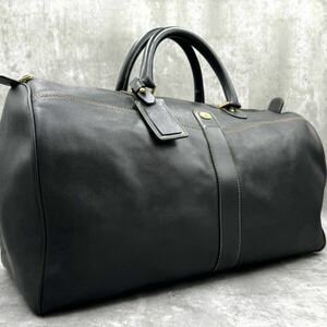 1円【美品】ダンヒル dunhill メンズ ボストンバッグ トラベルバッグ 旅行鞄 オールレザー 本革 出張 ゴルフ ステッチ 大容量 ブラック 黒