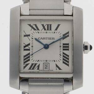 CARTIER カルティエ W51002Q3 タンクフランセーズLM シルバーダイヤル SS 自動巻き メンズ 【123652】