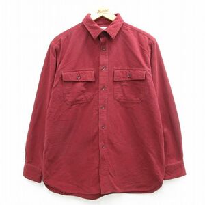 L/古着 エルエルビーン LLBEAN 長袖 ブランド シャツ メンズ 00s コットン エンジ 24jan30 中古 トップス