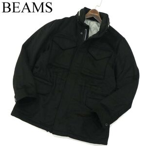 international gallery BEAMS ビームス アンゴラ混 ウール 中綿 ミリタリー フィールド ジャケット Sz.44　メンズ 黒 日本製　A3T15034_C#N