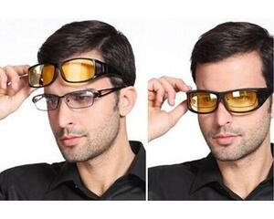 ◆送料220円★眼鏡の上からかけられるサングラス◆イエロー(黄色)