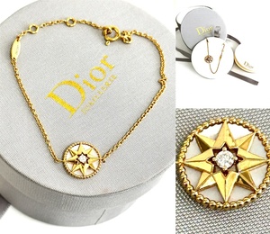 美品　定価335000円　DIOR　ディオール　Rose des Vents ローズデヴァン ブレスレット　K18YG イエローゴールド　ダイヤ マザーオブパール