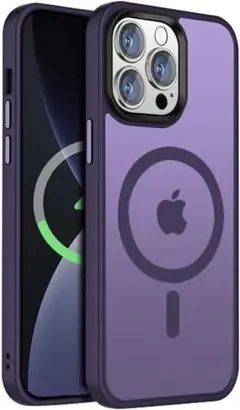 MagSafe  iPhone14Pro ケース半透明  ワイヤレス充電 紫