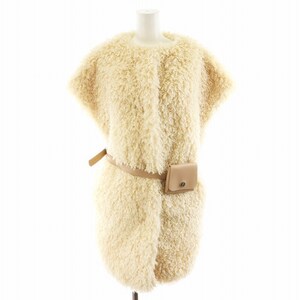 シンクファー THINK FUR Curly Fur Long Vest ベスト ジレ ベルトセット アウター F ベージュ /AN10 レディース