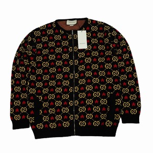 タグ付き 20AW GUCCI グッチ GGパターンスター総柄 ZIPUP ジャガード ニットブルゾンジャケットドライバーズニットアウター/TNT