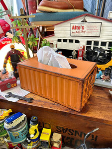 海上コンテナ　ティッシュケース　（オレンジ）　■　アメリカン雑貨　アメリカ雑貨　ティッシュボックス　ティッシュカバー