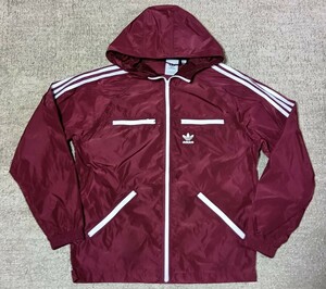 ◎美品◎レアモデル◎adidas Originals アディダスオリジナルスラグラン切替 4ポケフーデッドウィンドブレーカー Size L ボルドー エンジ色