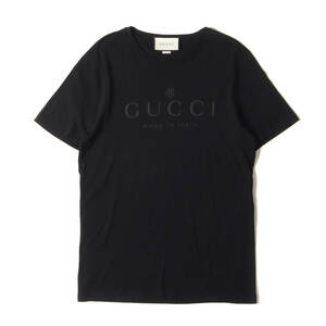 美品 GUCCI グッチ Tシャツ サイズ:L トーナルロゴ クルーネックTシャツ 441685 X3A80 ブラック 黒 トップス カットソー 半袖