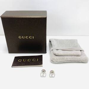 GUCCI グッチ インターロッキングG ピアス ボールチェーン AG925 シルバー 箱 保存袋付き